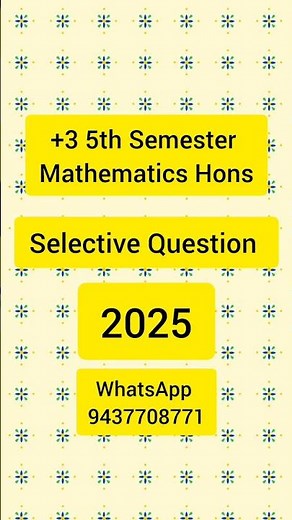 +3 5th Semester Maths Selective Questions 2025 | #shorts