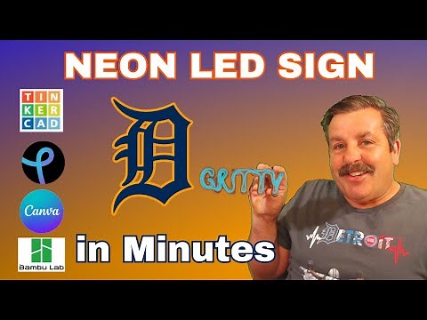Make a NEON LED Sign in Minutes! Canva Tinkercad & Bambu Labs for Beginners!