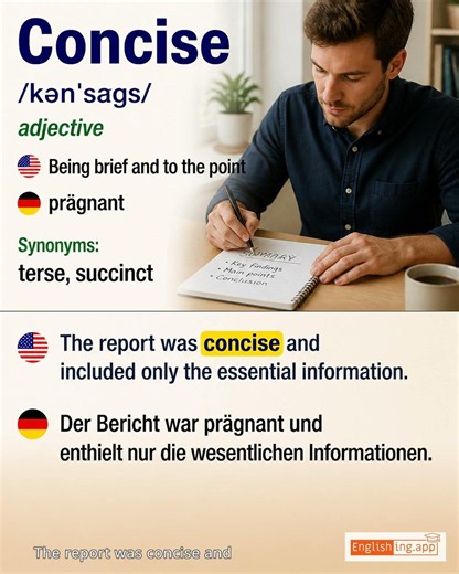Concise: English vocabulary meaning and example