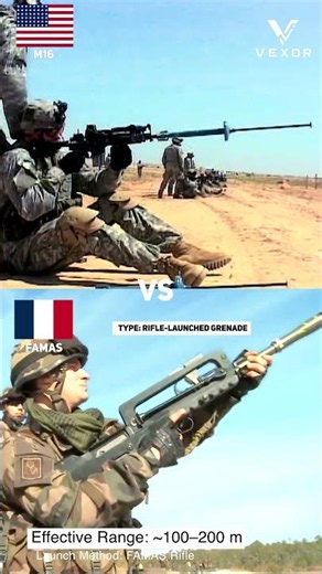 🇫🇷 FAMAS vs 🇺🇸 M16 | Do not fire this weapon if you are not strong enough #shorts #military