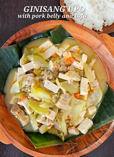 149K views · 2.2K reactions | This dish is an example of how easy it is to cook Filipino food! GINISANG UPO or bottle squash with pork belly and tofu. It's healthy and delicious with steamed white rice, duh!  NOTE: You can use any protein you prefer, chicken thighs, ground chicken, pork, or beef. #homecooking #filipino #filipinoamerican #filipinofood #pinoyfood #easyrecipe #FilipinoRecipe #health #easydinner | HungryCakes2x | Facebook