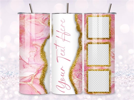 Add Your Own Photo and Text Tumbler Wrap . Rose Gold Tumbler Sublimation With 3 Photo Inserts. PNG Direct Download. Straight & Tapered - Etsy