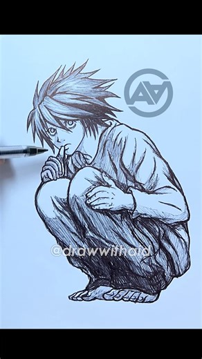 Drawing L from Death Note 🔥✍️ #L #deathnote #anime #drawing #shorts