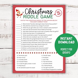 Christmas Riddles Printable Game | Christmas Game for Kids | Christmas Classroom Game | Christmas Jokes | Christmas Printable Game - Etsy