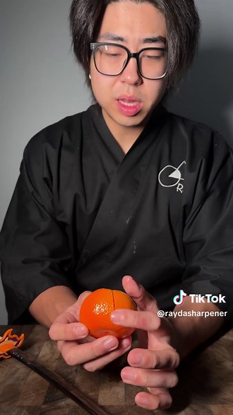 Demon slayer, can it slay a mandarin? #fyp #knife #knifesharpening #satisfying #knifesharpener #kitchenknives #kitchenhacks #mandarin #katana