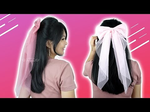 NO SEW Bow with Long Tails! 😍 Great Hair Accessories for Valentine’s Day ❤️ Tulle Hair Bow DIY
