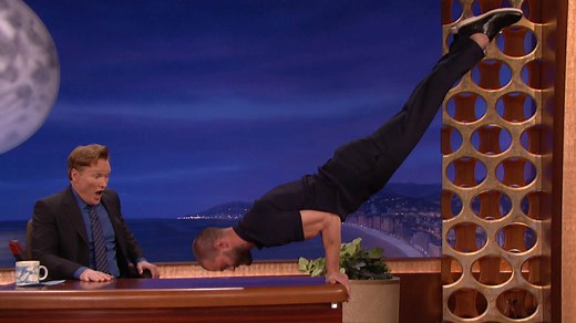#CONAN Highlight: "This is such a bad idea." - Jamie Dornan turns Conan's desk into a pommel horse | Team Coco