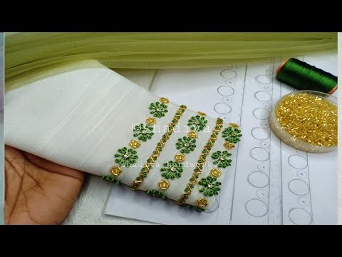 Heavy sleeve embroidery with beads and silk thread long french knot