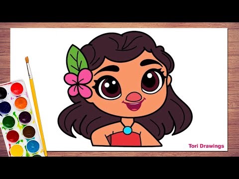 How to Draw Moana | Moana Drawing Step by Step | Moana Disney Princess Drawing