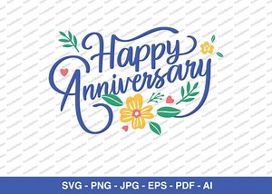 Happy Anniversary, Celebration, Happy Anniversary PNG, SVG, EPS, Anniversary Card, Digital Download, Wedding Anniversary, Anniversary Design - Etsy