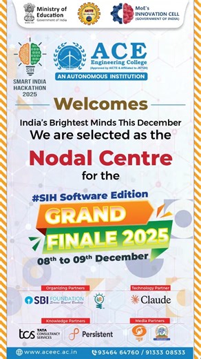 ACE Engineering College on Instagram: "Smart India Hackathon 2025 Grand Finale | Hosted by ACE Engineering College"