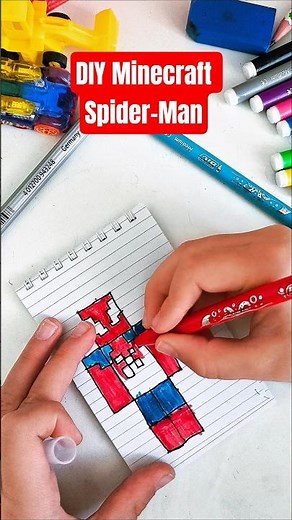 Paper Minecraft Spider-Man 🕷️🕸️ DIY Craft!🧍🕷️#minecraft #spiderman #drawing#shorts