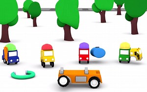 宝宝汽车动画（英语）-游泳池 - Cartoon Cars - SWIMMING POOL!