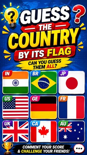 Guess The Country By Its Flag 🌎 | Can You Guess Them All? 🚩 #shorts