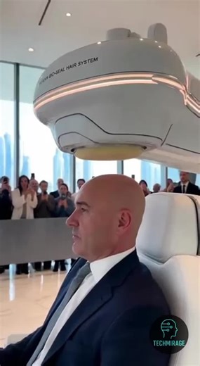 POV: They let him test the full Year 3000 hair machine in Dubai 😳🇦🇪 #FutureTech #HairTransplant #Robotics #TechTok #OddlySatisfying