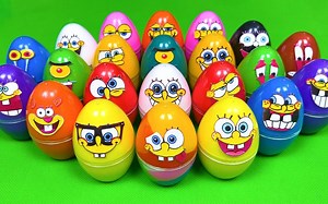 恐龙找到11个海绵宝宝的惊喜蛋，里面装满了彩泥，益智早教玩具_哔哩哔哩_bilibili