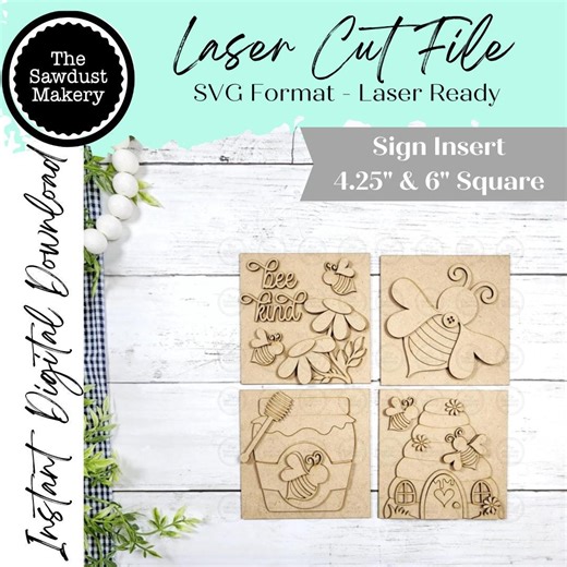 Honey Bee Kind Sign Laser Cut Files | Bee Interchangeable Leaning Sign Bundle File SVG | Bee Tiered Tray SVG | Farmhouse Frame - Etsy