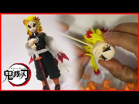 Making Demon slayer Rengoku (kimetsu no yaiba) air dry clay