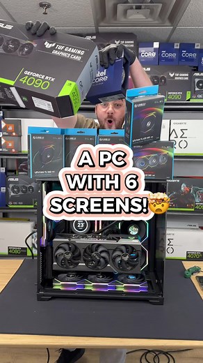 A PC with 6 individual SCREENS! 🤯 #pc #pcbuild #gamingpc #gaming #lianli #lianlio11vision #lianlitllcd #unifans #lcd