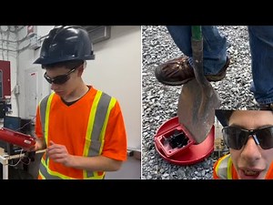 Fire bell durability testing destroying a fire alarm bell