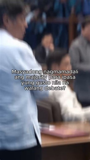 Bakit kailangang madaliin? Bakit kailangang pigilan ang mga gustong magsalita?Bakit kailangang i-divide ang house kung marami pang senador ang nagtatanong tungkol sa proseso?