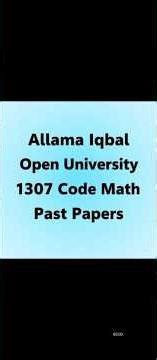 AIOU 1307 Past Papers| AIOU 1307 Guess Paper| AIOU 1307 Math Past Paper 2022| AIOU 1307 Old Paper