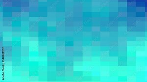 Turquoise, blue, teal mosaic animated pixelated gradient background in motion moving slowly Stock Video