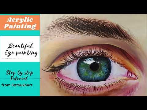 How to paint realistic eye using acrylic colors | Step by step acrylic eye painting tutorial