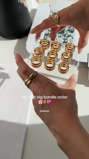 Packing a Big Order! Double Stack Rings in Velvet Pouches