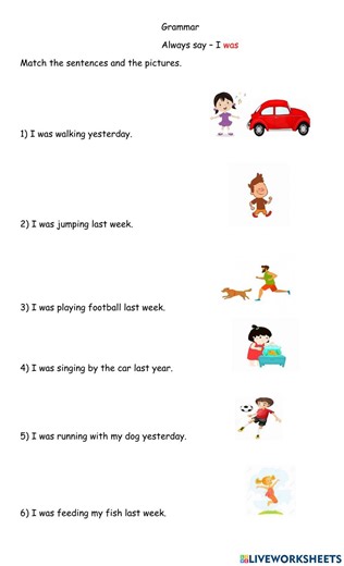 Grammar I was worksheet online exercise for