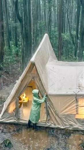 비내리는 숲속 나만의 별장짓기🌧️ #camping