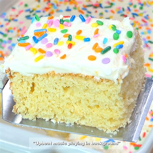 Vanilla Sheet Cake – The simple sweetness of a buttery vanilla cake with a soft and moist crumb. This easy classic sheet cake recipe makes an unforgettable birthday cake or dessert for any occasion! https://www.shugarysweets.com/vanilla-sheet-cake/ | Shugary Sweets
