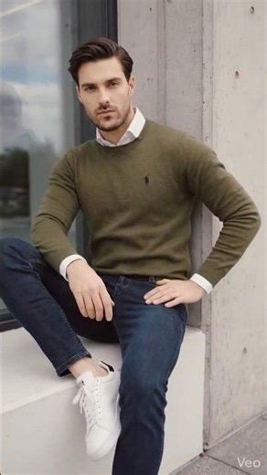 Men's Fashion: Clean & Masculine Olive Green Sweater Style