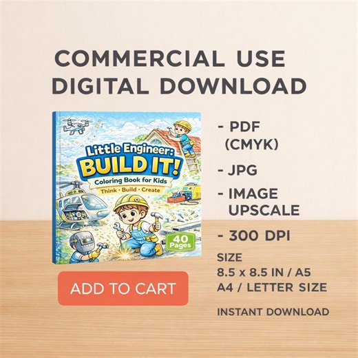 Construction Coloring Book for Kids, Little Engineer STEM Activity (commercial Use Digital Download) - Etsy