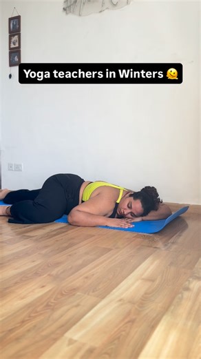 Shipra Goel | Yoga Teacher on Instagram: "Yoga in summer: Sun salutations ☀️ Yoga in winter: Blanket salutations 🥶😂 Story of every human being on this planet 🤪 [yoga teacher life, funny reels, trial reels, fitness reels, winters, yoga se hoga] #theyogapanda"
