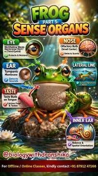 Small body, powerful senses! 🐸 #frog #senseorgans #biology #neet #sciencefacts #amphibians #12th