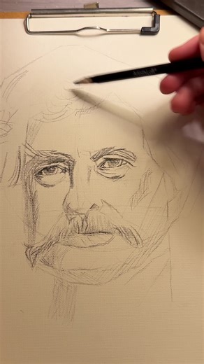 Can you guess who? Charcoal underdrawing is complete. Time for some painting, oil on canvas.