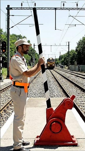 Manual railway track switch operation 🚂