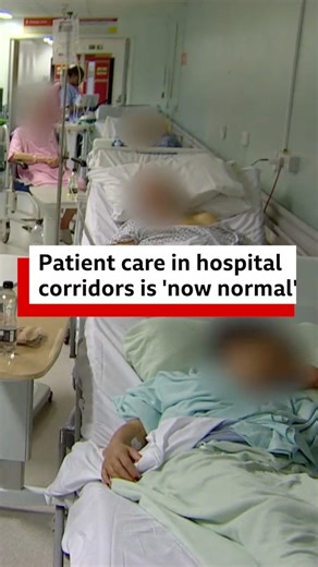 This is Queen's Hospital in Romford, east London, where it is 'customary to have patients treated in corridors pretty much all of the time' Growing numbers of attendances have meant that what was once an emergency measure has now become the norm. The hospital serves those in the constituency of the new health secretary, Wes Streeting who has said the government is "determined" the NHS will meet its constitutional obligations within five years. #hospital #NHS #romford #eastlondon #london #bbcnews