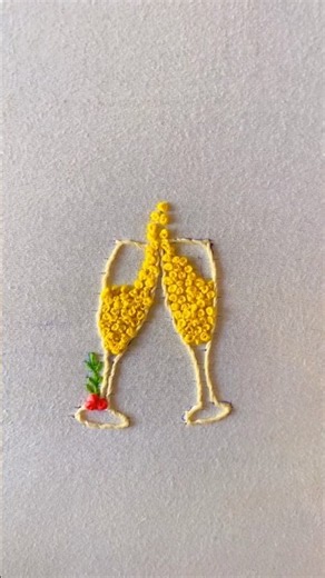 3D Hand Embroidery Design for Beginners | DIY Champagne Toast Embroidery #shorts