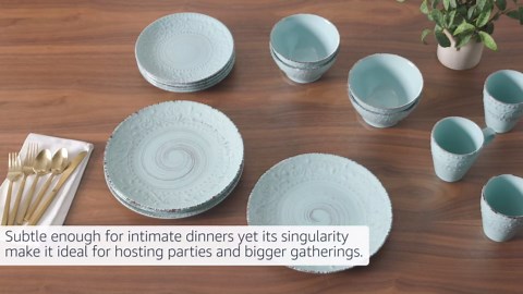 Elama Malibu Waves 16Piece Dinnerware Set In Turquoise