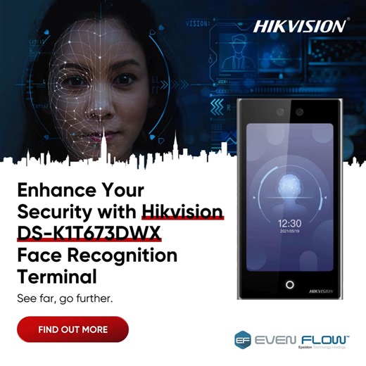 We are excited to introduce you to the Hikvision DS-K1T673DWX, a state-of-the-art face recognition terminal designed to enhance your security and streamline access control. Find out more: epsidon.everlytic.net/public/messages/view-online/ZDWoSm8jM5bAHrT8/YnYIpQ9rm6LWp0Om #Hikvison #EvenFlow #FaceRecognitionTerminal | Even Flow Distribution