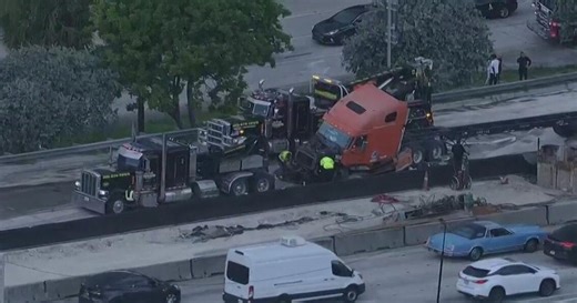 Tanker crash affecting traffic on the Dolphin Expressway near Downtown Miami