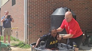 On Saturday, the 1-13th Unit Ministry Team hosted a water baptism service for trainees. During the service, the Battalion Chaplain, Captain Daniel W. Potter lead worship songs, a short devotion, and held a baptism class. Chaplain Potter was able to baptize 51 trainees from class 24-02. We are thankful for the civilian volunteers and staff who assisted with the Bible Study this cycle as well as the baptism service! | 1st Battalion, 13th Infantry Regiment