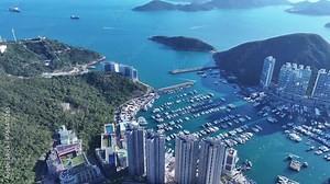 Wong Chuk Hang Ap Lei Chau Aberdeen Marina Club and Typhoon Shelter,a back garden of Hong Kong island Yacht Club with hundreds of small private boats anchored, fishing villages and beautiful seaside