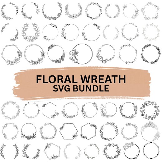 Floral Wreath SVG Bundle: Wedding Circle Frame, Vector Design (digital File) - Etsy