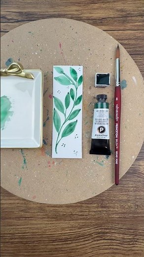 Beginner Watercolor Leaves with Jadeite Genuine by Daniel Smith | Granulating Green Paint Demo