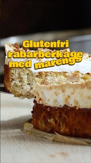 Glutenfri rabarberkage med marengs