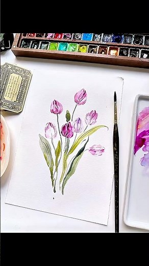 Watercolor tulips #watercolor #tutorial #drawing #illustration