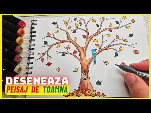 Copac de Toamna 🍁Cum se Deseneaza un PEISAJ de TOAMNA 🍂 Desene Dragute Usor de Facut